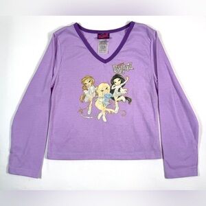 BRATZ Y2K-Inspired Girls' Bratz Girls Purple Long Sleeve Graphic T-Shirt Size M